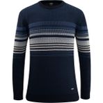 Erkek Sıfır Yaka Kazak Triko Selanik Örgü Desenli Klasik Kalıp - 5245C - Lacivert - XL