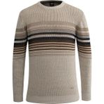 Erkek Sıfır Yaka Kazak Triko Selanik Örgü Desenli Klasik Kalıp - 5245C - Vizon - XL