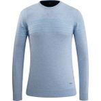 Erkek Sıfır Yaka Kazak Triko Şerit Desenli Klasik Kalıp - 5247C - Buz Mavisi - 2XL