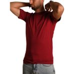 Erkek Sıfır Yaka Regular Fit Kısa Kol Tişört(Bordo) - XL