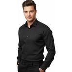 Erkek Silim Fit Armürlü Uzun Kol Gömlek BGL-ST04868 - 2XL - Siyah