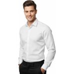 Erkek Silim Fit Armürlü Uzun Kol Gömlek BGL-ST04868 - XL - Beyaz