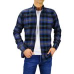 Erkek Silim Fit Ekose Oduncu Gömlek BGL-ST01711 İNDİGO S