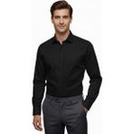 Erkek Silim Fit Uzun Kol Gömlek BGL-ST04867 - XL - Siyah