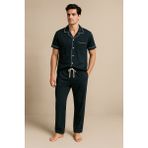 Erkek Silver Düğmeli Pijama Takımı Siyah