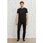 Erkek Siyah 360 Derece Her Yöne Esneyen Slim Fit Dar Kesim Diyagonal Desenli Pantolon