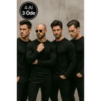 Erkek Siyah 4'lü Paket Basic Uzun Kollu Tişört Sporcu Body T-Shirt - 0 Siyah - 3XL