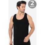 Erkek Siyah Bambu Atlet 2'li Paket Yumuşak Esnek Ince Kumaş Nefes Alan Atlet - 2XL