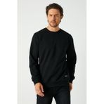 Erkek Siyah Basic 2 İplik Bisiklet Yaka Regular Fit Normal Kesim Sweatshirt