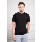 Erkek Siyah Basic Bisiklet Yaka Dynamic Fit Pamuk T-Shirt