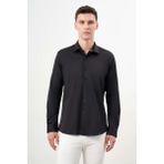 Erkek Siyah Basic Düz Desen Italyan Yaka Slim Fit Gömlek - 2XL
