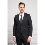 Erkek Siyah Basic Jakar Desen Slim Fit Sivri Yaka Takım Elbise - 48 - 6 Drop