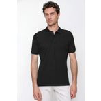 Erkek Siyah Basic Polo Yaka Dynamic Fit T-Shirt