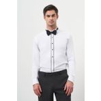 Erkek Siyah Biyeli Slim Fit Ata Yaka Gömlek