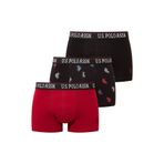 Erkek Siyah - Bordo - Baskılı 3 lü Boxer