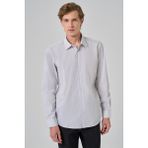 Erkek Siyah Çizgili Regular Fit Sert Yaka Gömlek - 2XL