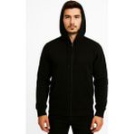Erkek Siyah Fermuarlı Kapüşonlu SWEATSHIRT-W590 - XL