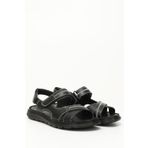 Erkek Siyah Hakiki Deri Comfort Sandalet