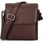 Erkek Siyah Hakiki Deri Crossbody Messenger Çanta - Ayarlanabilir Omuz Askısı - Ofis, Seyahat ve Günlük Kullanım, kahverengi, One Size