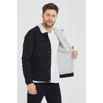 Erkek Siyah Içi Kürklü Kot Ceket - 2XL
