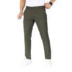 Erkek Siyah Italyan Kesim Likralı Kumaş Pantolon Dar Kesim Boru Paça Spor Tarzı Klasik Pantalon (Haki, 29)