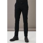 Erkek Siyah Kanvas Slim Fit Dar Kesim Yan Cep Chino Pantolon