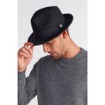 Erkek Siyah Keçe Trilby Fötr Şapka - Standart