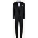 Erkek Siyah Kırlangıç Yaka Yelekli Desenli Slim Fit Damatlık - 44 / 6 - 6 Drop