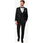 Erkek Siyah Kırlangıç Yaka Yelekli Desenli Slim Fit Damatlık - 46 / 6 - 6 Drop