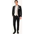 Erkek Siyah Kırlangıç Yaka Yelekli Desenli Slim Fit Damatlık - 50 / 6 - 6 Drop