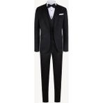 Erkek Siyah Kırlangıç Yaka Yelekli Desenli Slim Fit Damatlık - 62 / 6 - 6 Drop