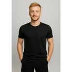 Erkek Siyah Kısa Kollu T-SHIRT-D405 - XL
