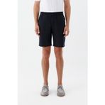 Erkek Siyah Normal Kesim Regular Fit %100 Keten Lastikli Bel Bermuda Şort