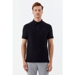 Erkek Siyah Normal Kesim Regular Fit Modal Düğmeli Polo Yaka Tişört