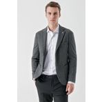 Erkek Siyah Örme Slim Fit Torba Cep Mono Yaka Spor Ceket