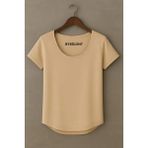 Erkek Siyah Özel Üretim Geniş Yaka Alt Oval Kesim Tişört T-Shirt - Vizon