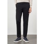Erkek Siyah Pamuk Yan Cep Slim Fit Chino Pantolon