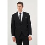 Erkek Siyah Poliviskon Basic Slim Fit Sivri Yaka Takım Elbise