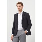 Erkek Siyah Poliviskon Slim Fit Mono Yaka Klasik Ceket