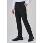 Erkek Siyah Poliviskon Trend Çizgili Slim Fit Jogger Pantolon