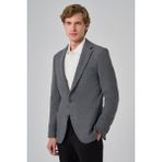 Erkek Siyah Poliviskon Trend Desenli Slim Fit Mono Yaka Dokuma Ceket