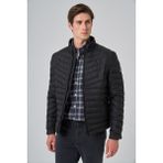 Erkek Siyah Polyester Kısa Kapitone Mont