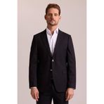 Erkek Siyah Regular Fit Mono Yaka Likralı Blazer Ceket