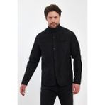 Erkek Siyah Regular Uzun Mevsimlik Pamuk Polyester Karışımlı Safari Mont&ceket - 2XL