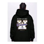Erkek Siyah Sırt Welcome Baskılı Kapüşonlu Sweatshirt