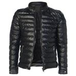 Erkek Siyah Slim Fit Içi Kalın Kürklü Su Itici Şişme Deri Ceket & Mont - XS