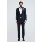 Erkek Siyah Slim Fit Şal Yaka Yelekli Damatlık - 56 / 6