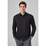 Erkek Siyah Slim Fit Sert Yaka Gömlek