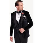 Erkek Siyah Slim Fit Sivri Yaka Kadife Damatlık - 62 / 6