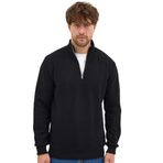 Erkek Siyah Standart Fit Normal Kesim Pamuklu Yarım Fermuarlı Dik Yaka Pamuklu Sweatshirt M